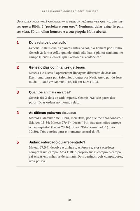 Página do capítulo 11: As 10 maiores contradições bíblicas, itens 1 a 5